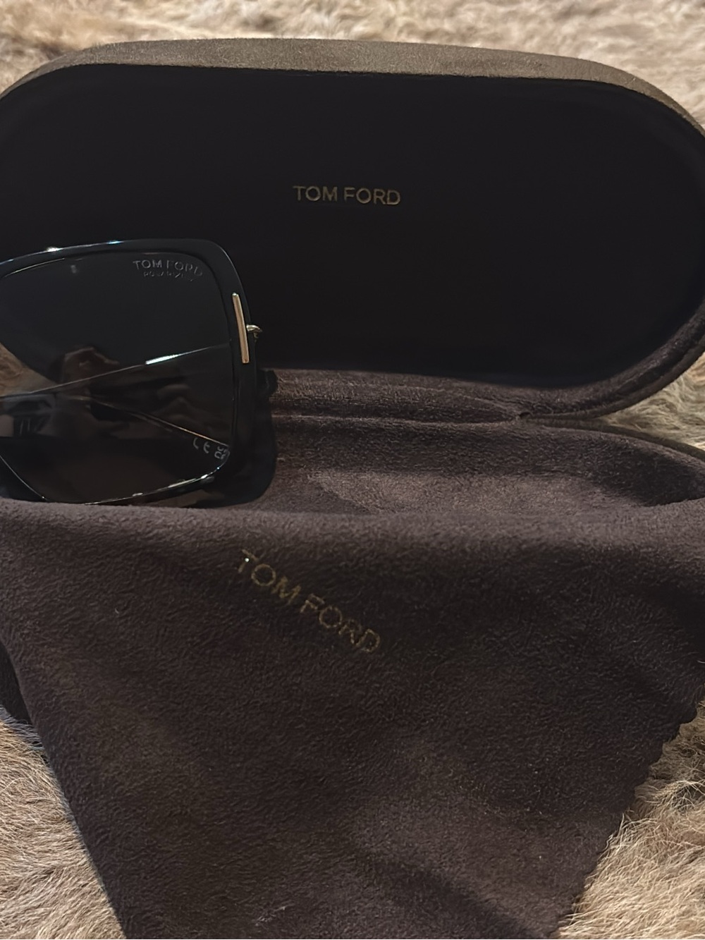 Tom Ford Black Sunglasses with Gold Temple Detail